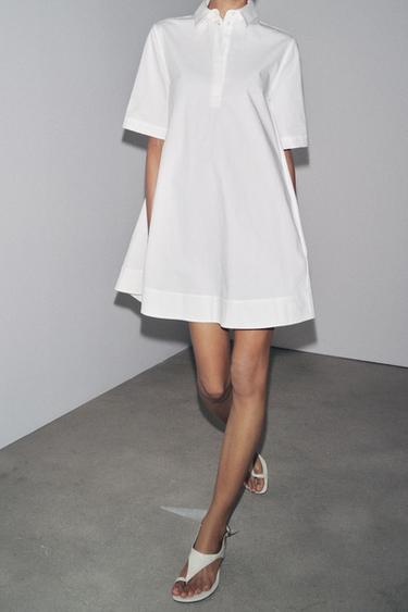ZW COLLECTION POPLIN SHORT DRESS - White by Zara - Image 3