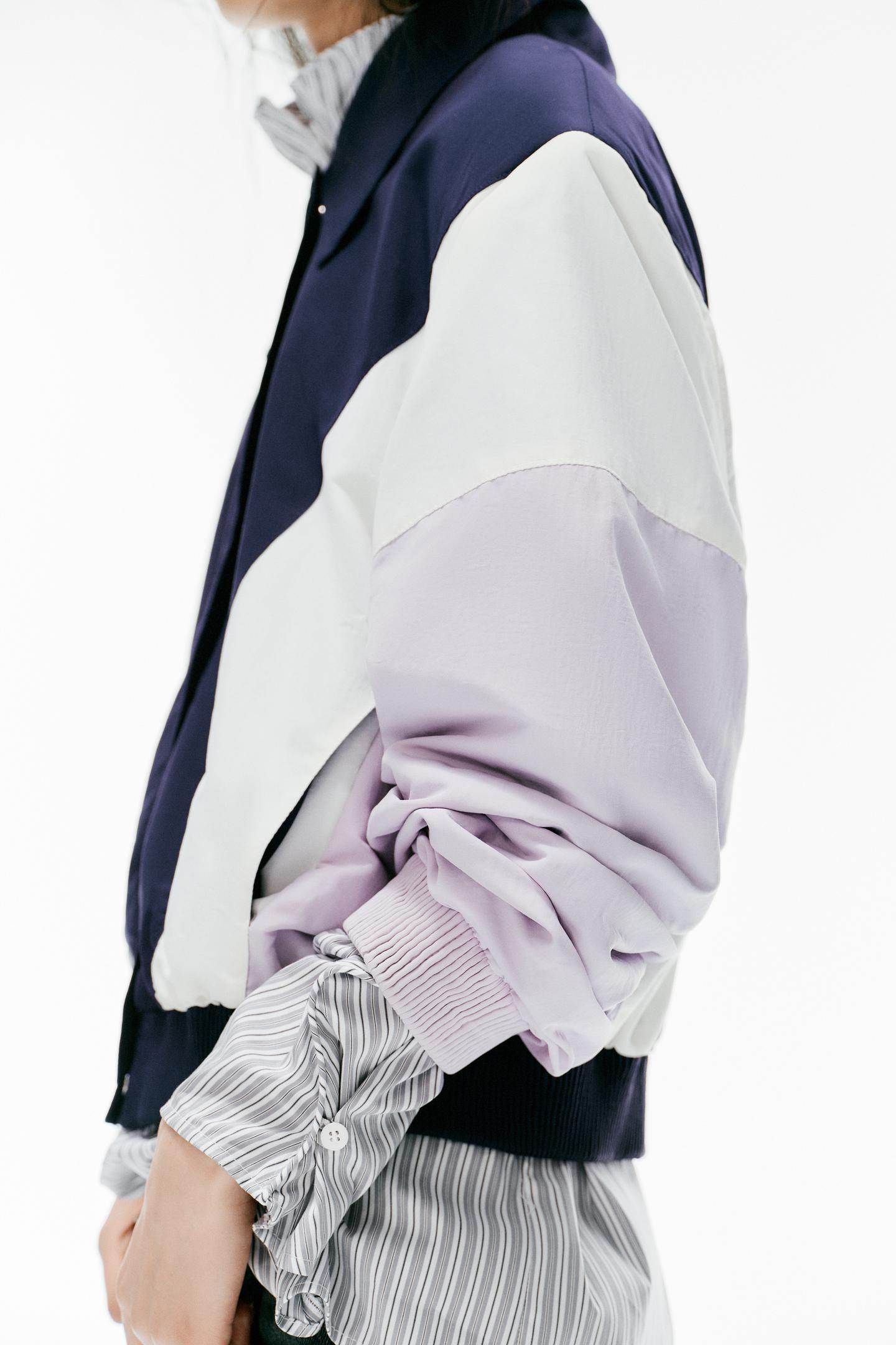 Женская куртка Zara Combined Bomber, цвет: Тёмно-синий — фото 6