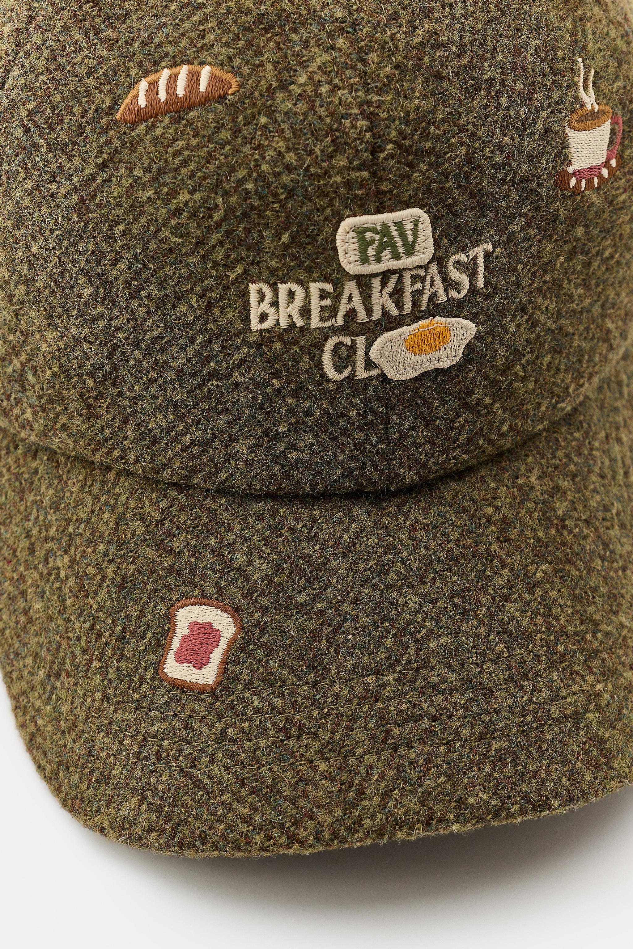HERRINGBONE CAP WITH CONTRAST EMBROIDERY