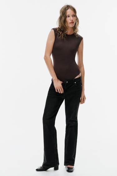 LACE-BACK CUT-OUT BODYSUIT - Dark brown by Zara