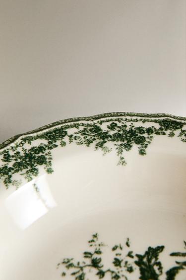 FLORAL EARTHENWARE SOUP PLATE - Dark olive by Zara - Image 4