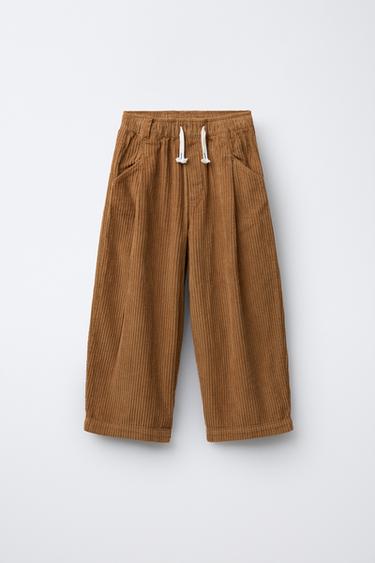 PANTALON BAGGY EN VELOURS CÔTELÉ - whisky clair de Zara - Image 0