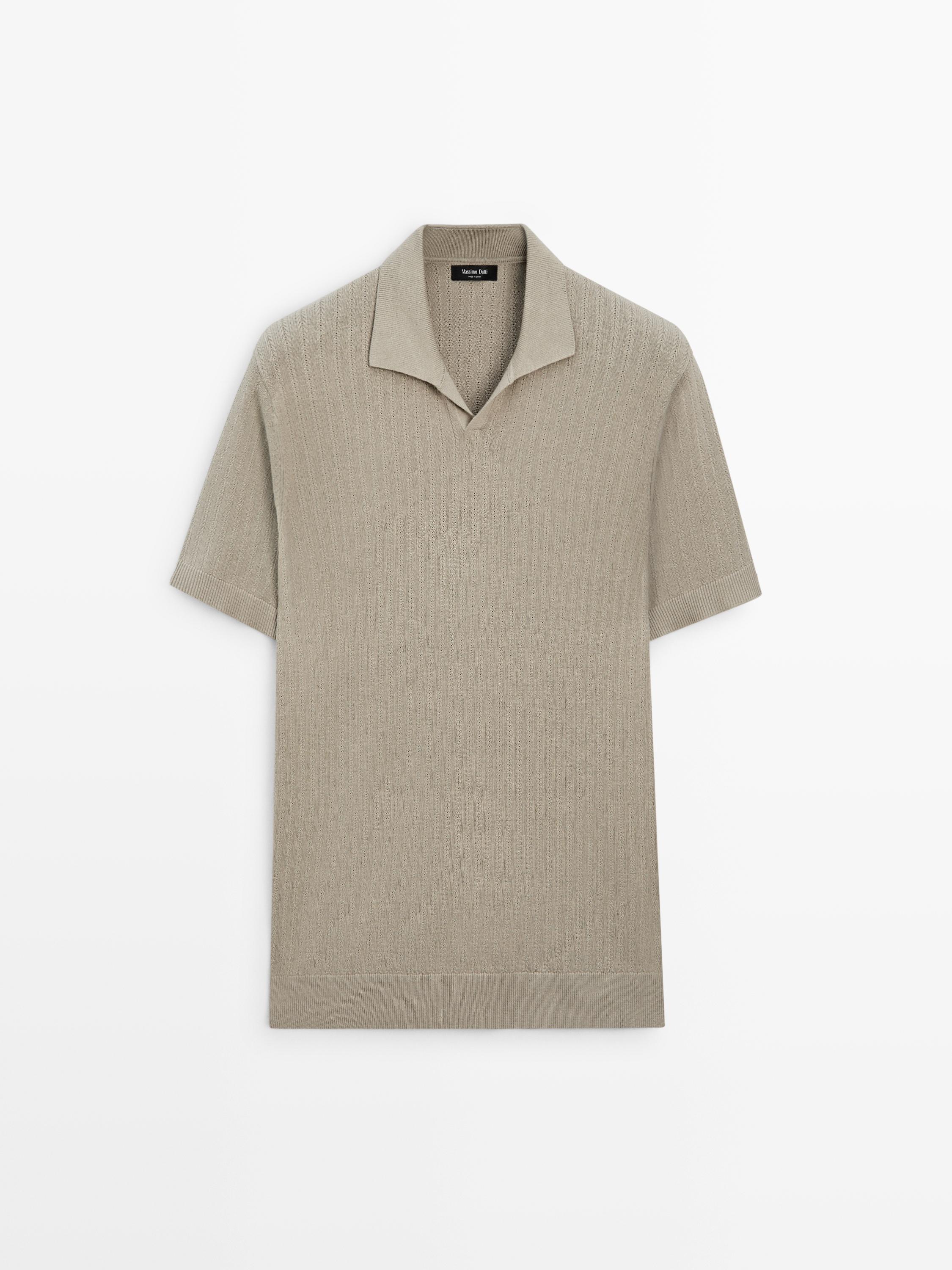 Pull polo en maille de coton mélangé à col V