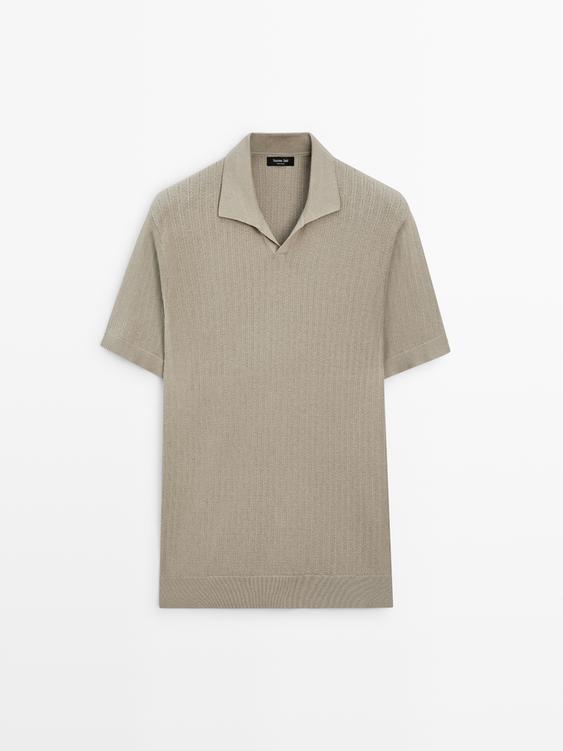 Cotton blend knit V-neck polo sweater from Zara - $90