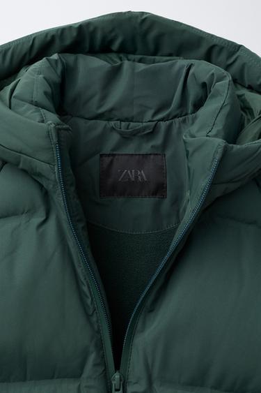 WATER-REPELLENT HOODED PUFFER COAT - Green by Zara