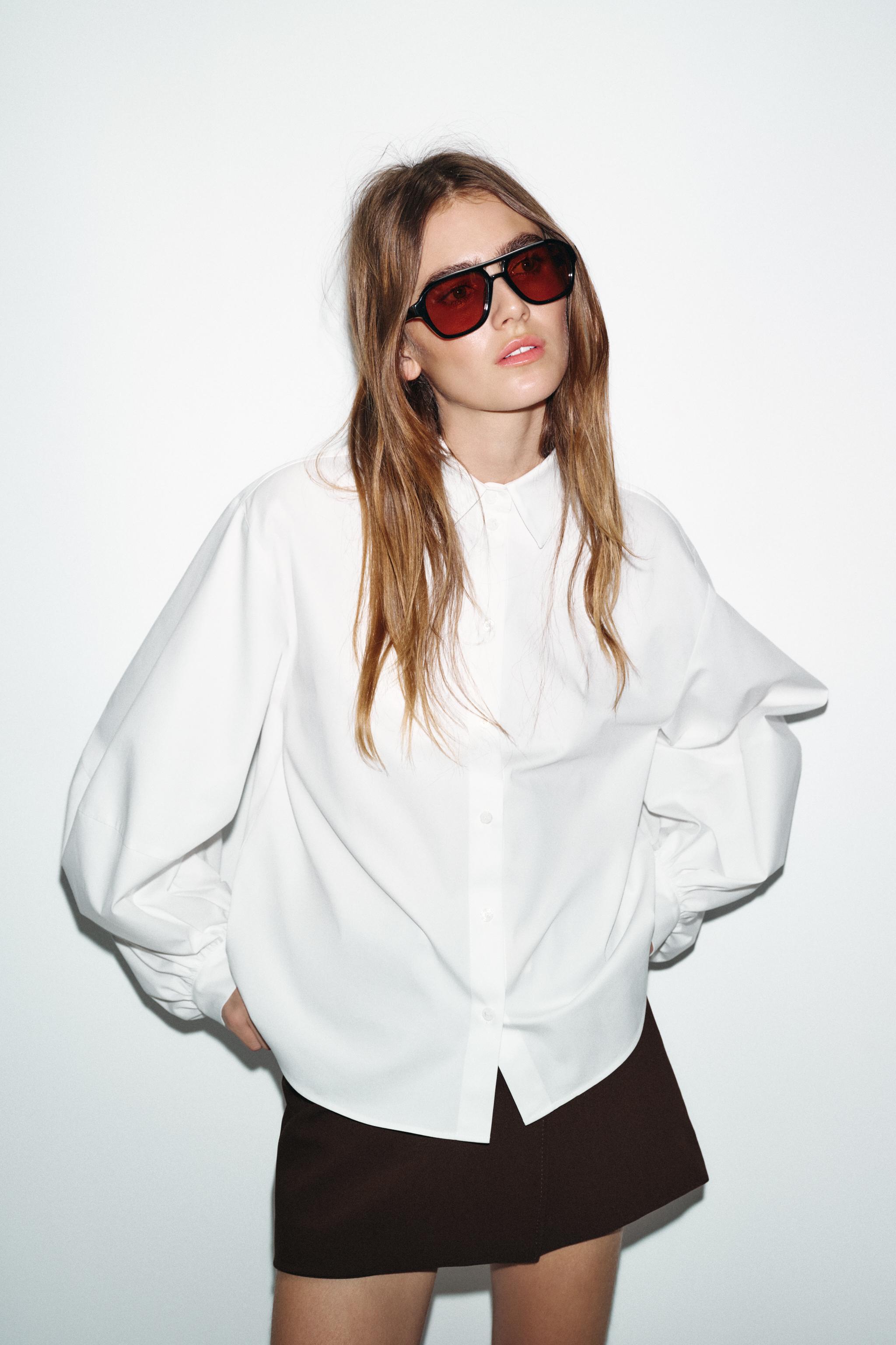 PUFF SLEEVE POPLIN SHIRT