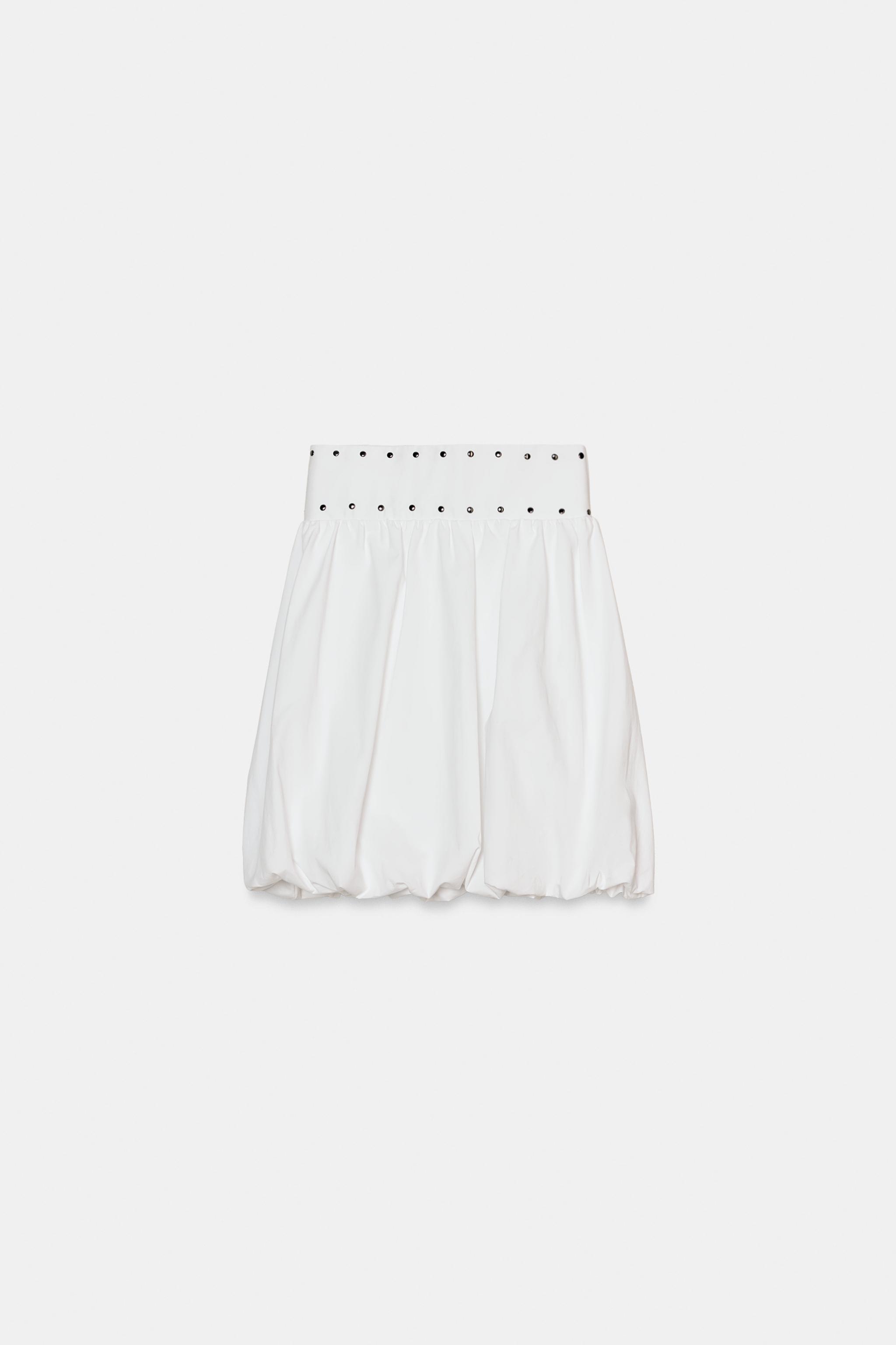 STUDDED BALLOON MIDI SKIRT