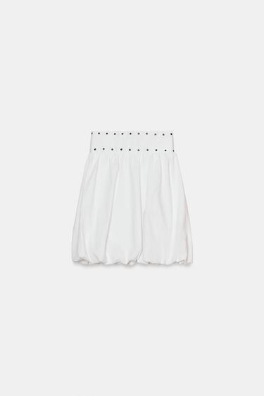 STUDDED BALLOON MIDI SKIRT - White by Zara - Image 7