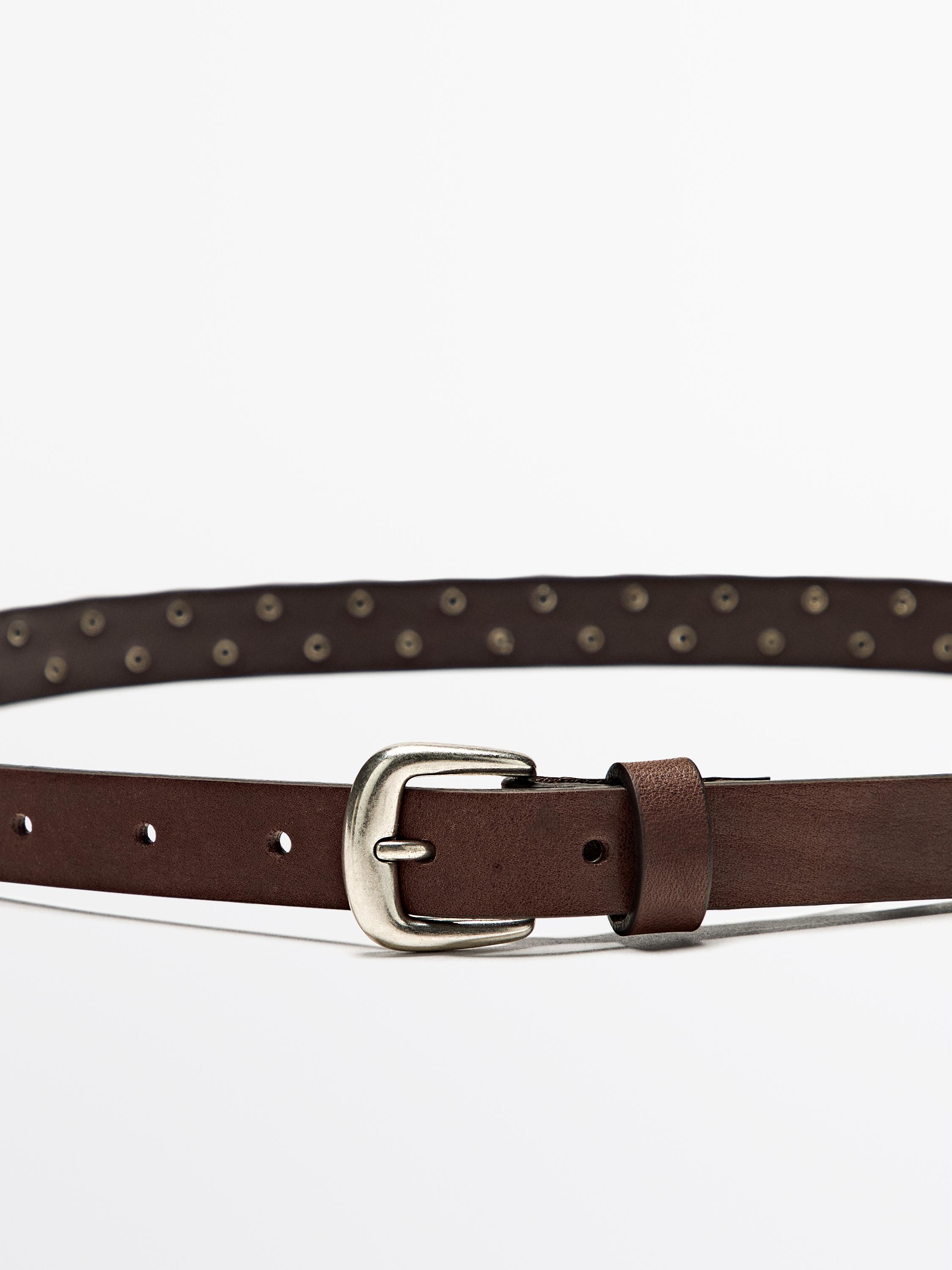 Nappa leather belt with stud details