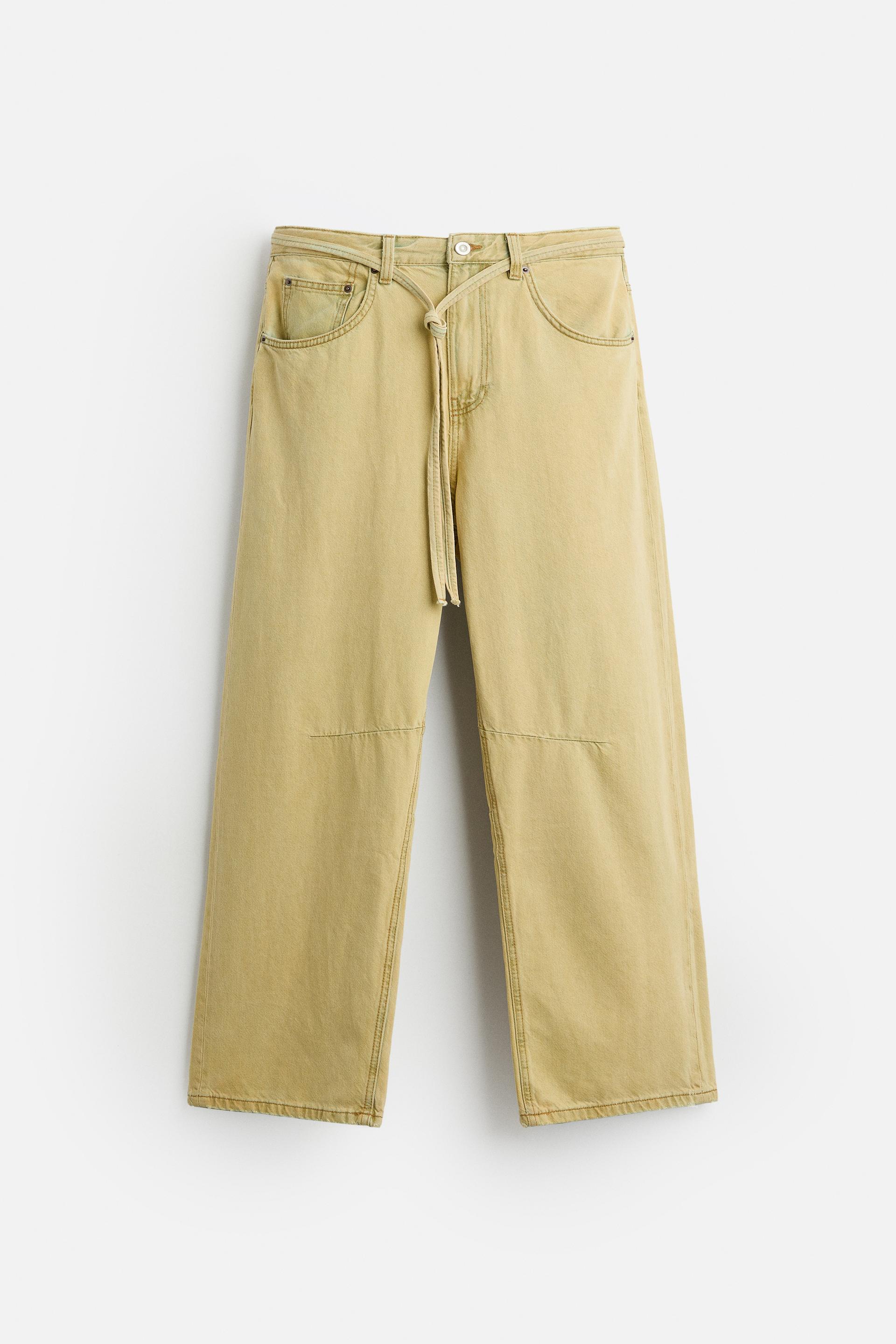 WAXED EFFECT BAGGY FIT JEANS Yellow ZARA Canada