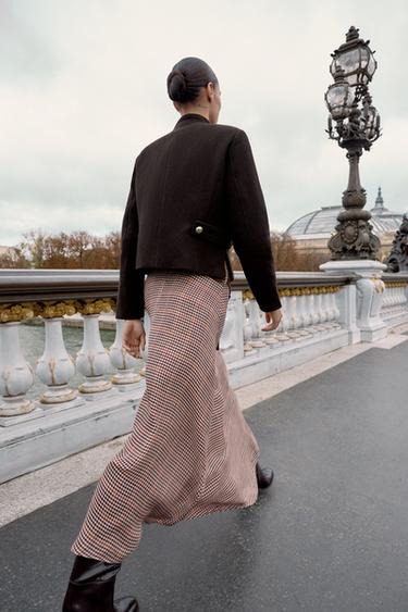 WOOL BLEND HIGH NECK JACKET - Brown by Zara - Image 4