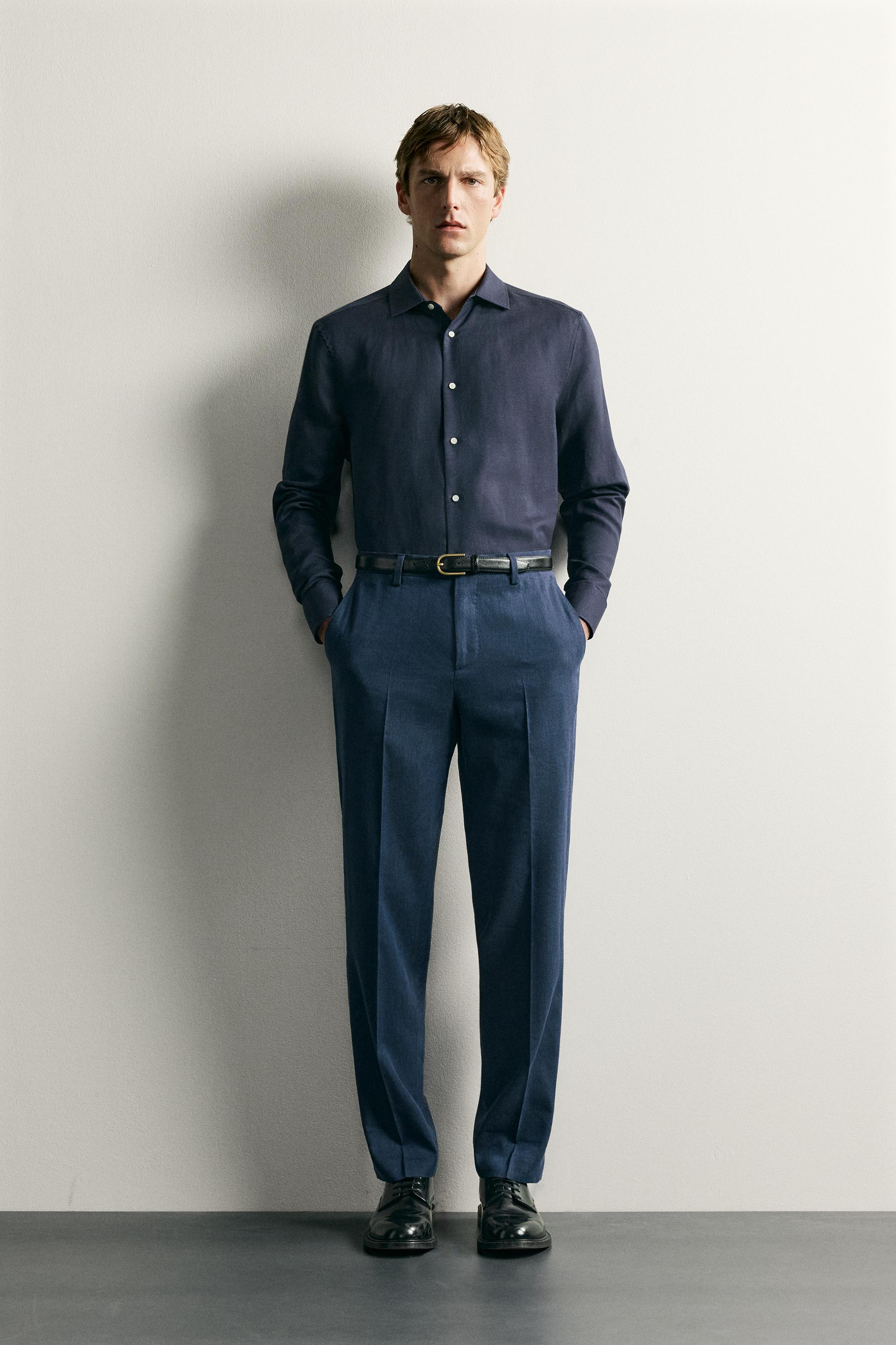 Zara KETEN VE LİYOSEL KARIŞIMLI REGULAR FIT GÖMLEK