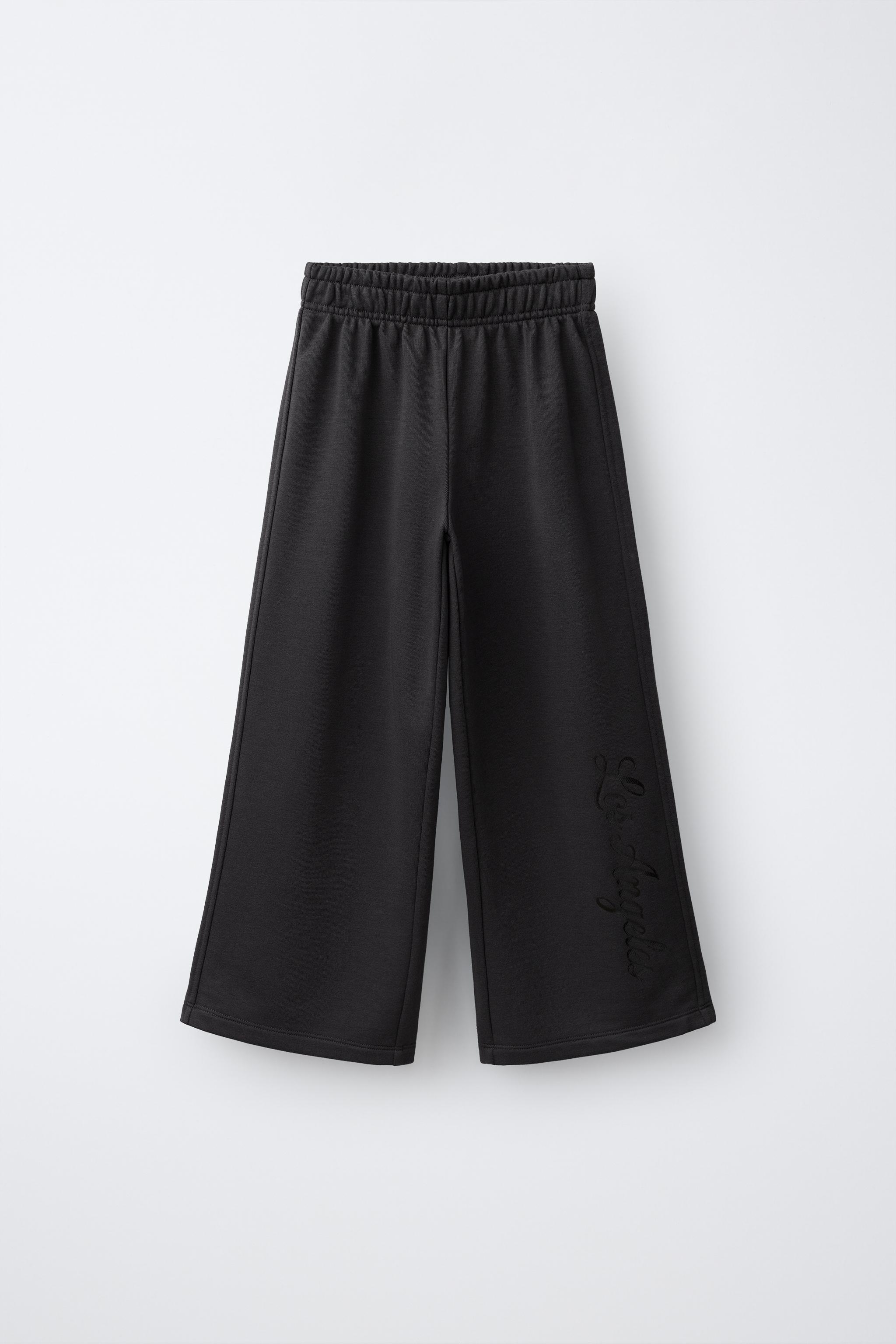 PANTALON WIDE LEG EN MOLLETON À INSCRIPTION