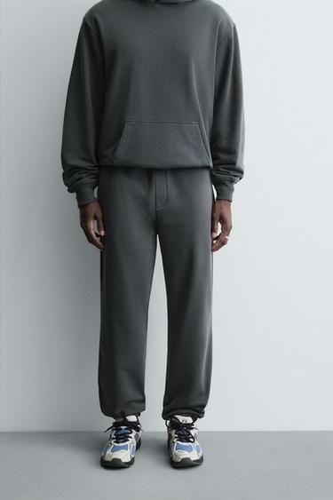 Zara RELAXED FIT JOGGING PANTS - Dark anthracite