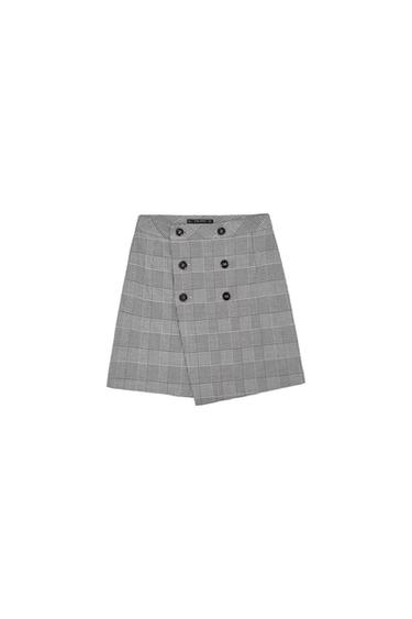 CHECKED BUTTONED SKIRT