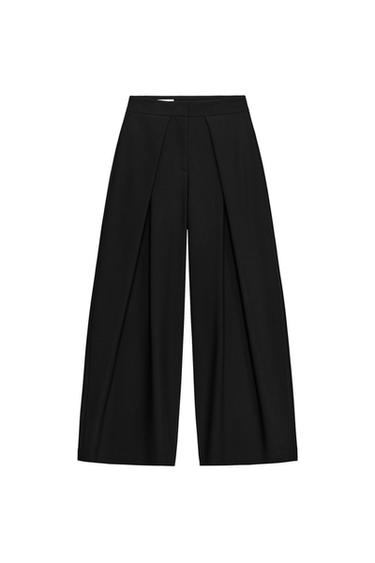 PANTALÓN ANCHO PLIEGUES - Negro de Zara