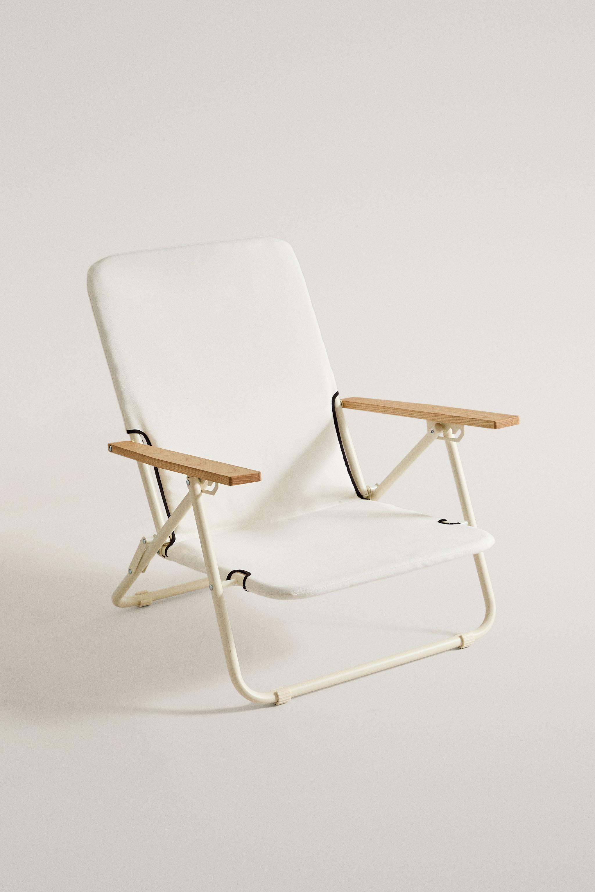 FOLDING BEACH CHAIR WITH WOODEN ARMRESTS - Ecru | ZARA United States