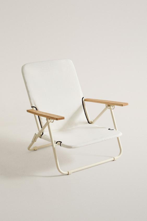 FOLDING BEACH CHAIR WITH WOODEN ARM RESTS - Ecru by Zara - Image 0