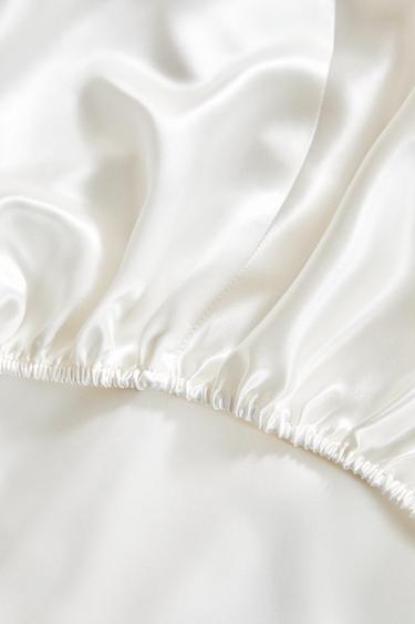 100% MULBERRY SILK FITTED SHEET | 30 CM HIGH - Ecru by Zara - Image 4
