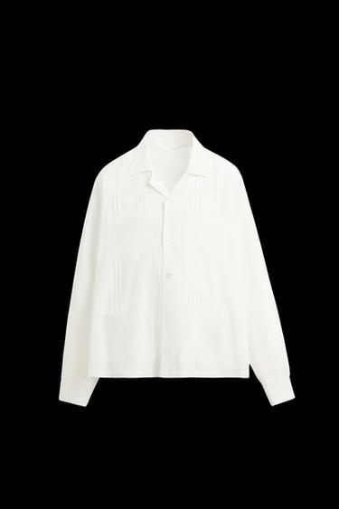 Zara COTTON - LINEN TUCKED SHIRT - White - Image 0
