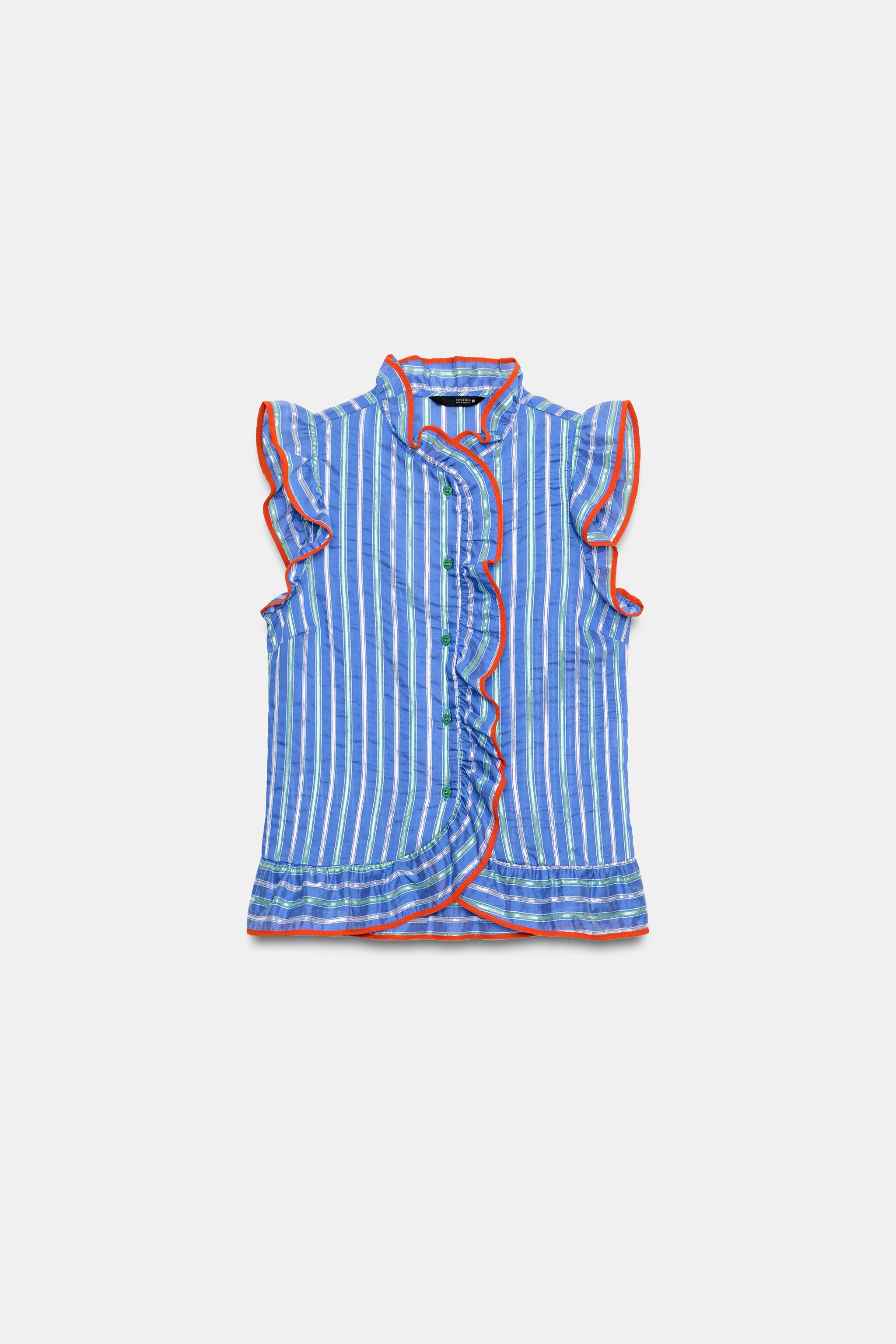 CHEMISE À RAYURES ET VOLANTS