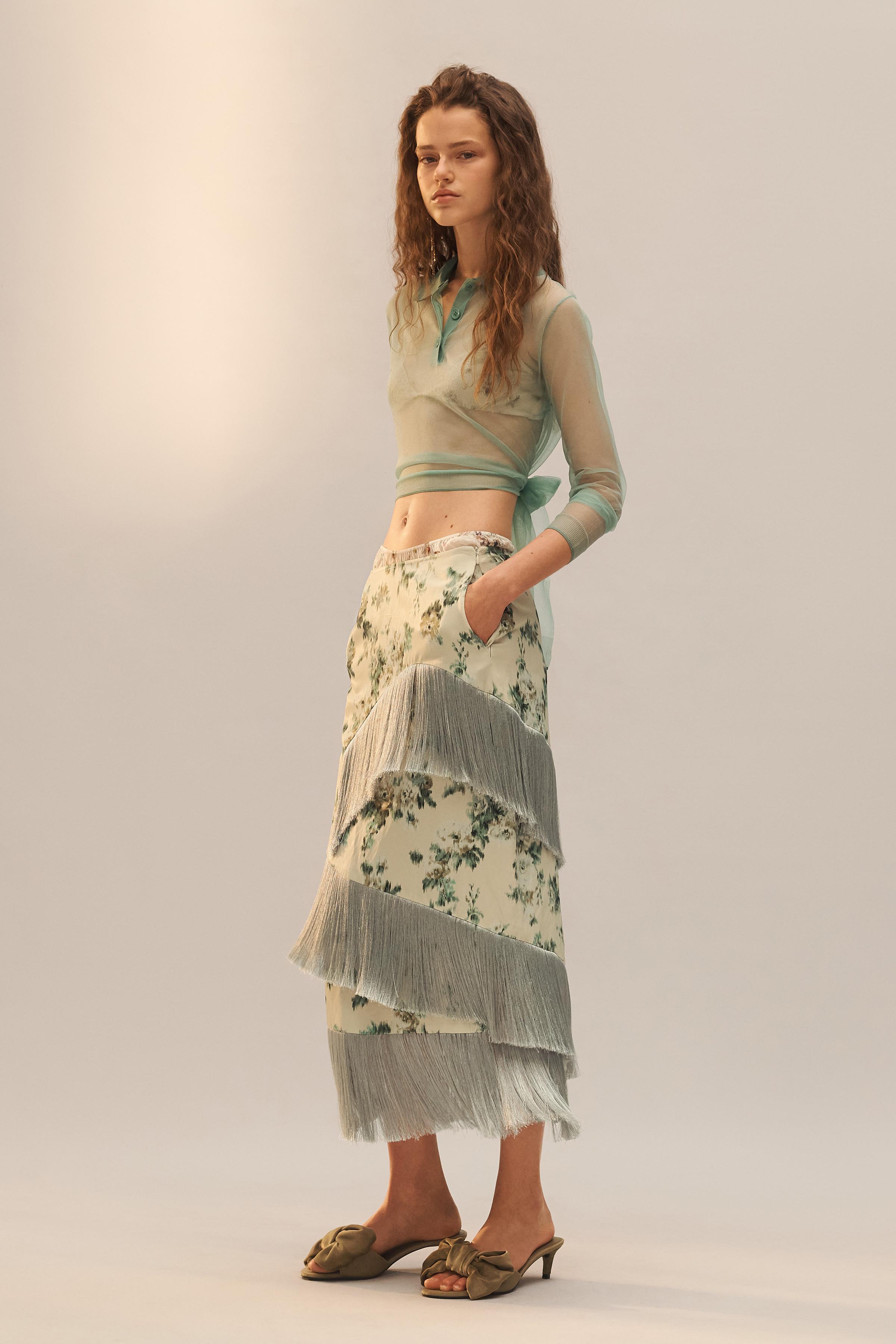 LIMITED EDITION FLORAL FRINGE SKIRT