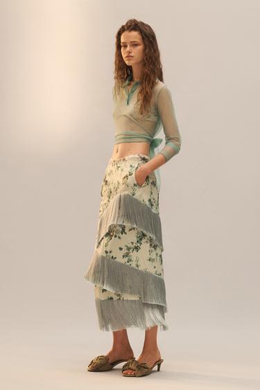 LIMITED EDITION FLORAL FRINGED SKIRT - Printed by Zara - Image 2