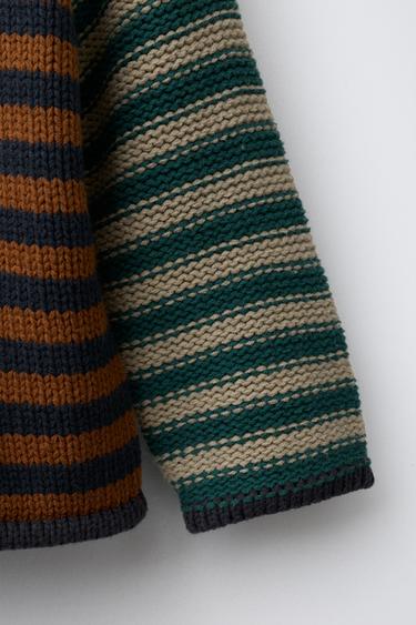 STRIPED KNIT JUMPER - Brown-Blue by Zara - Image 3