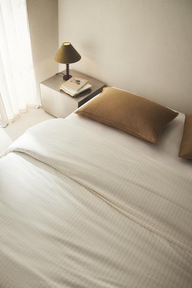 STRIPED WASHED COTTON DUVET COVER - Yellow by Zara
