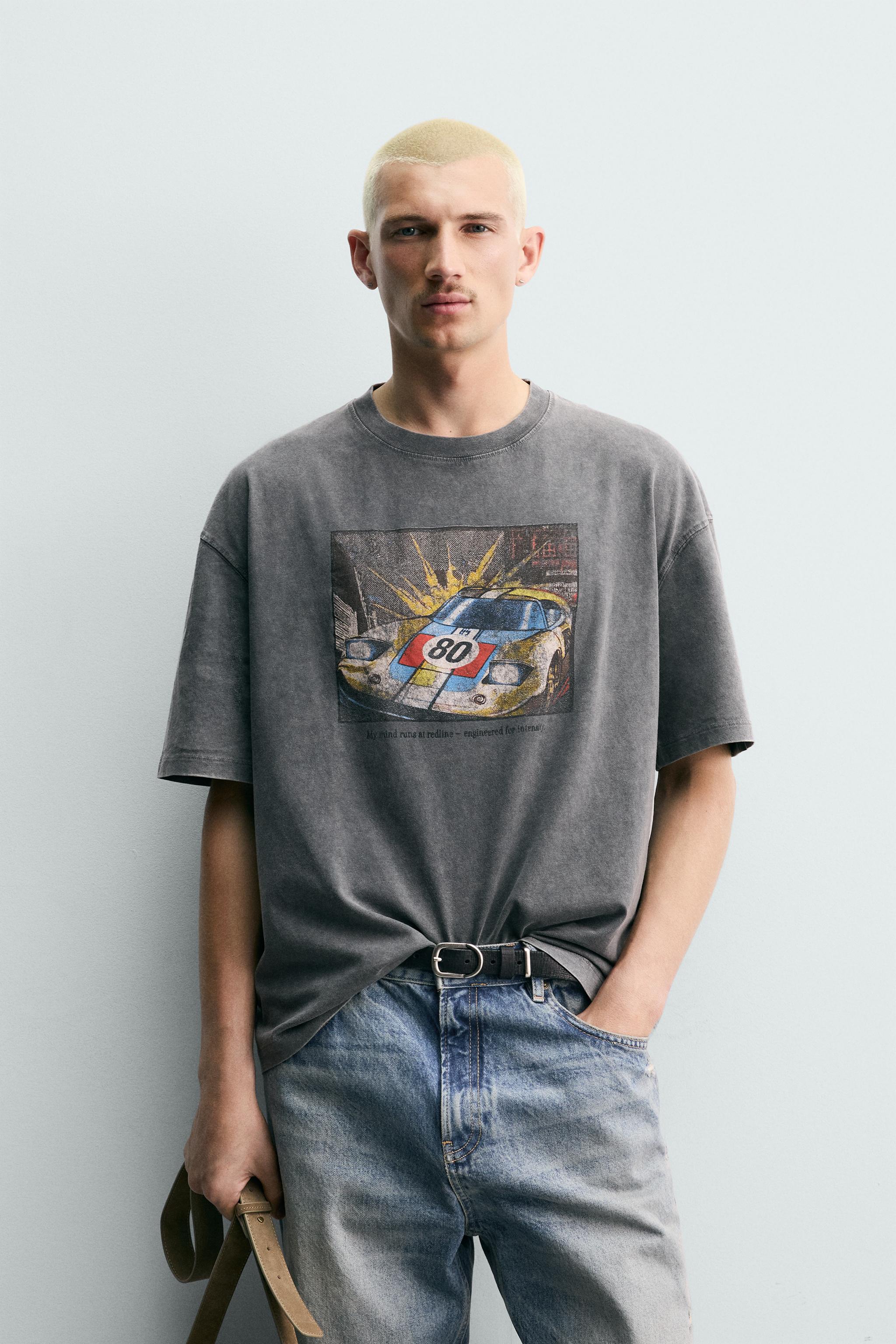 WASHED COMIC PRINT T-SHIRT - Gray | ZARA United States