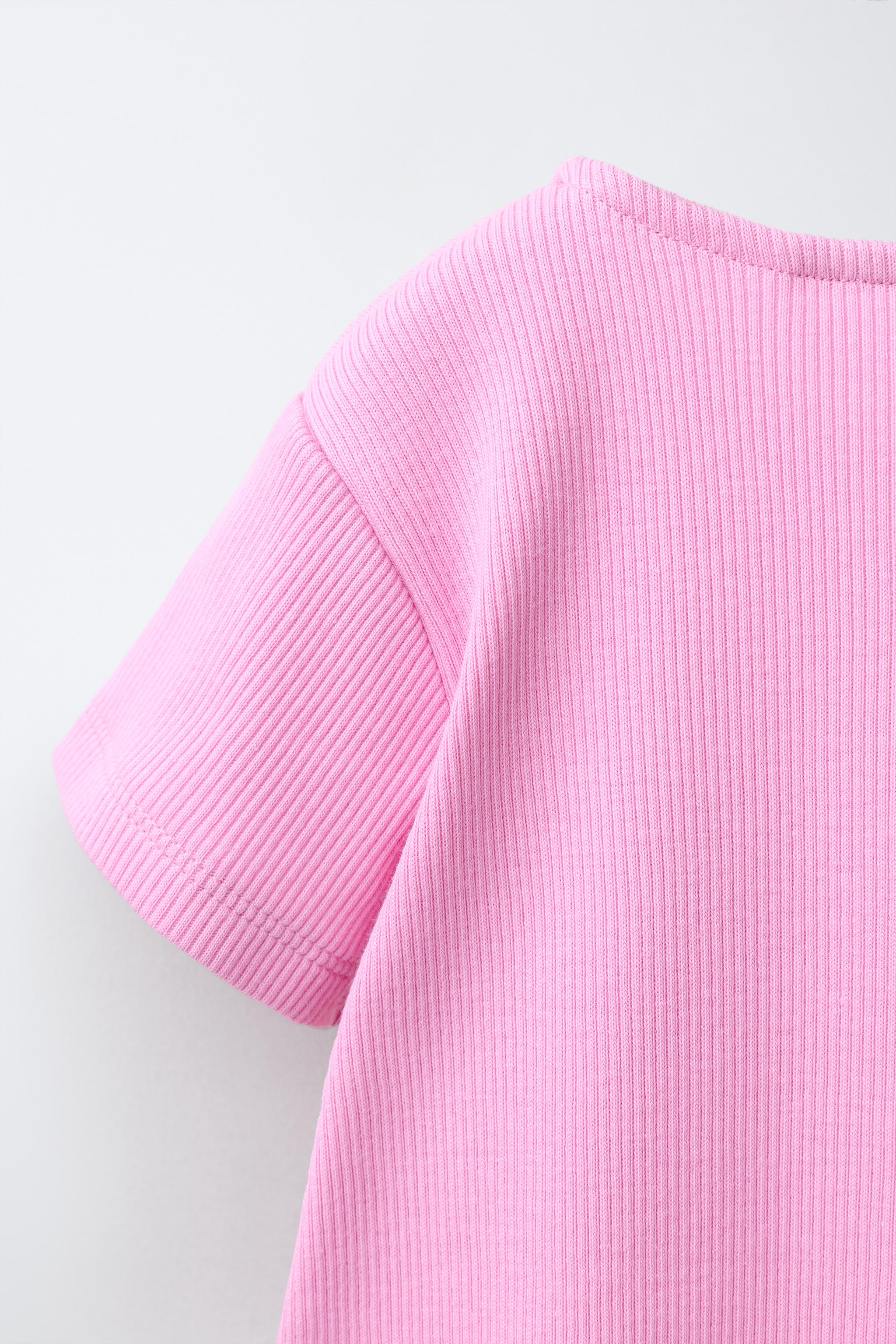 Детские футболки Zara RIBBED T-SHIRT WITH BOWS — фото 4