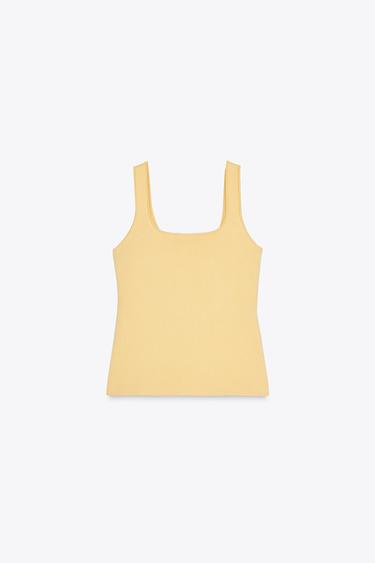 TOP CORSET MAILLE UNIE - Jaune de Zara - Image 6