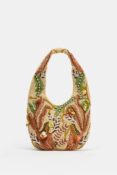 BEADED PRINTED BAG - Multicoloured by Zara