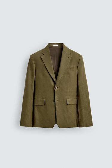 REGULAR FIT 100% LINEN SUIT BLAZER - Oil by Zara