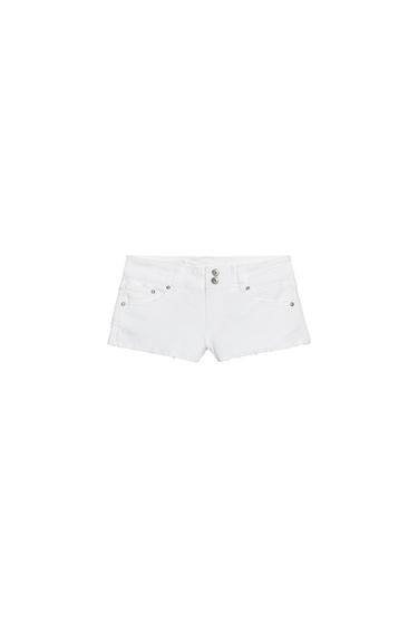 SHORTS MINI DENIM TRF TIRO BAJO - Blanco de Zara