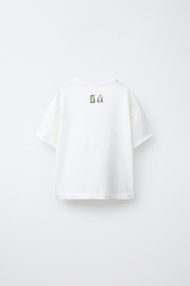 T-SHIRT BRODÉ - Blanc de Zara - Image 1