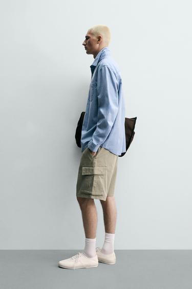 BERMUDA CARGO RELAXED FIT LAVADO - Khaki de Zara