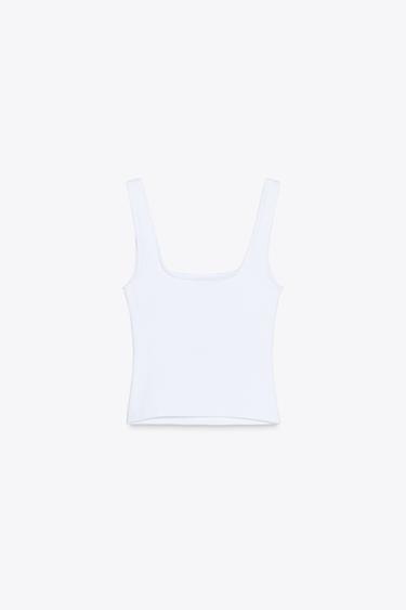 WIDE STRAP VEST TOP - White by Zara - Image 5