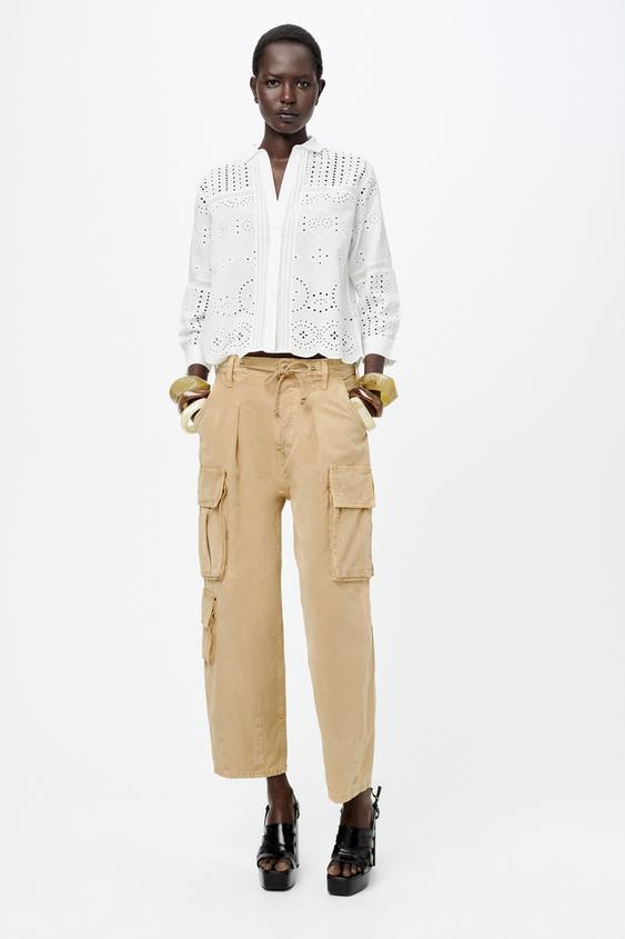 ZW COLLECTION EMBROIDERED SHIRT WITH LACE TRIMS - White | ZARA India