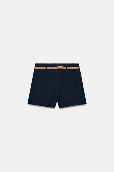 SHORT TAILLE HAUTE AVEC CEINTURE - Bleu marine de Zara - Image 5