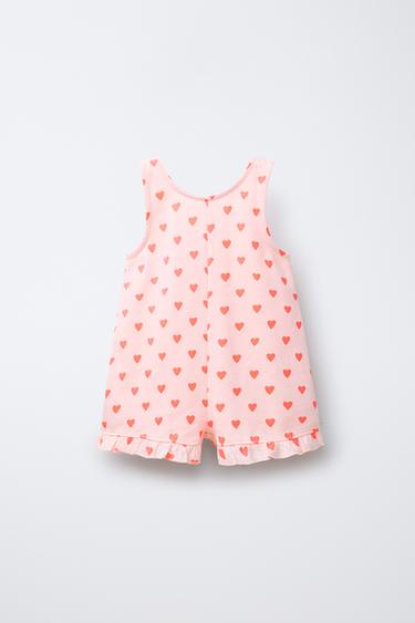 RUFFLED PRINTED PLAYSUIT - Tangerine by Zara