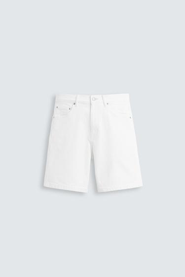 Zara 標準版牛仔短褲 - 白色