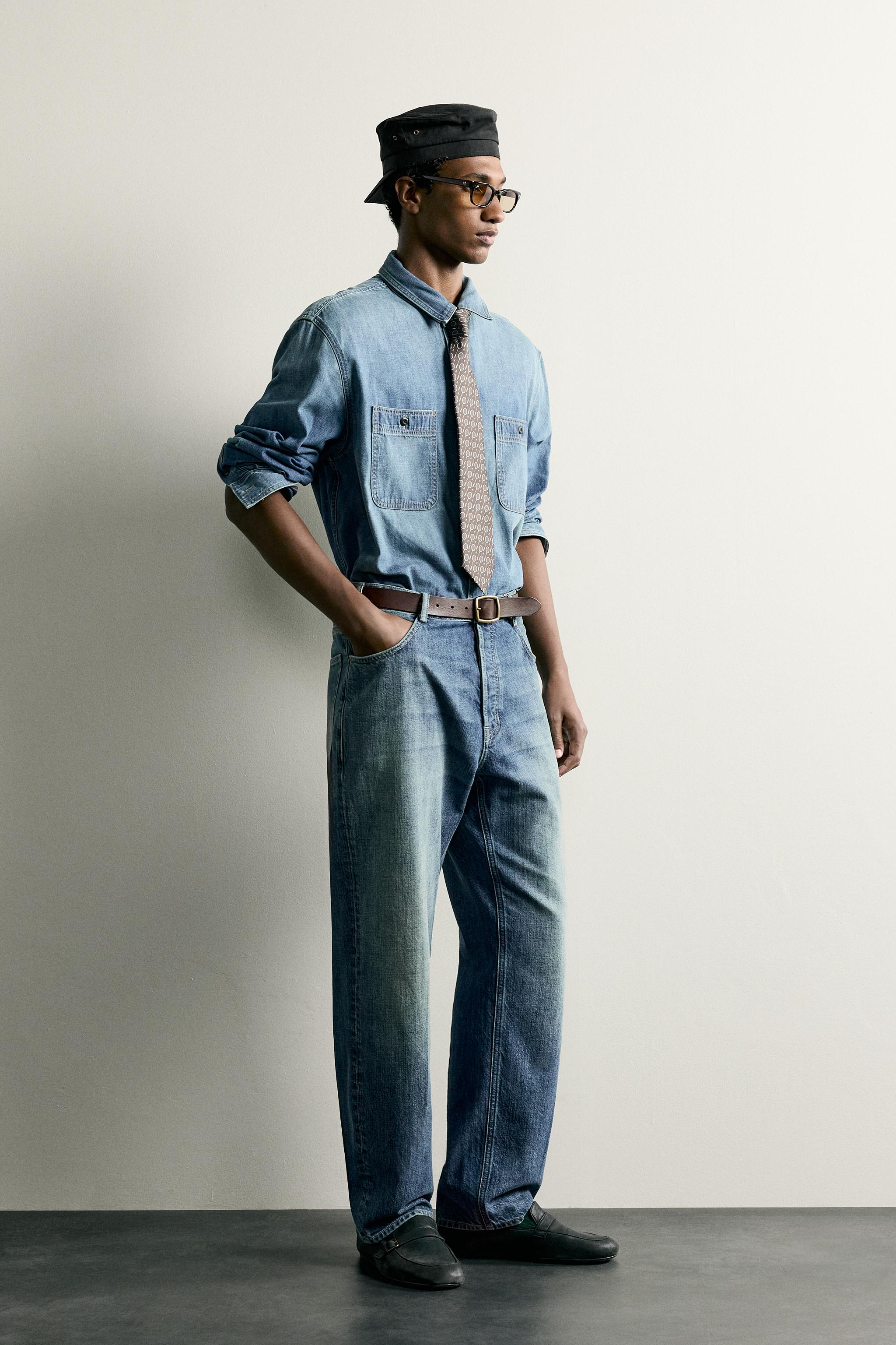 Мужские рубашки Zara WASHED LIGHTWEIGHT DENIM SHIRT — фото 4