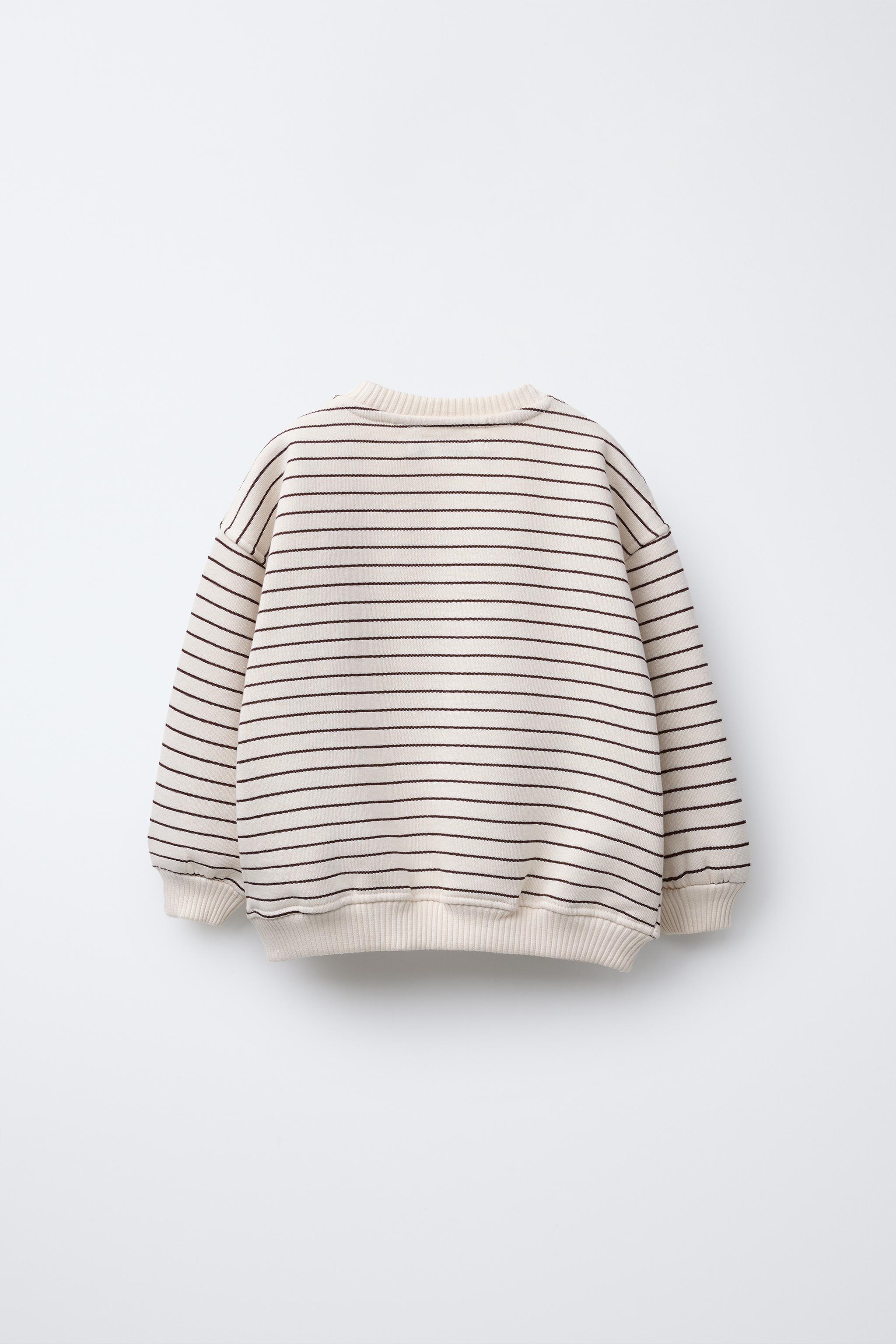STRIPED SWEATSHIRT WITH EMBROIDERED CHERRIES - Ecru | ZARA