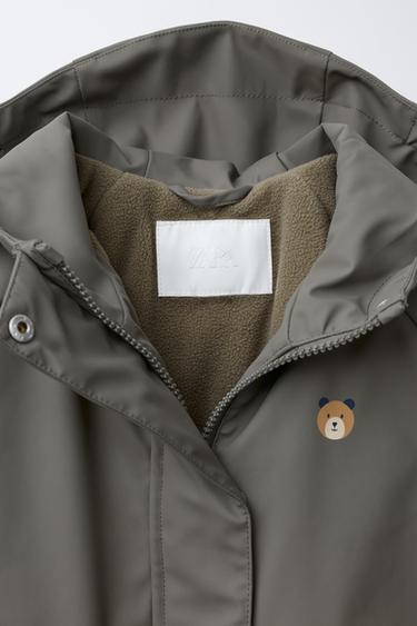 RUBBERISED WATER-RESISTANT RAINCOAT WITH FLEECE LINING - Anthracite grey by Zara - Image 6