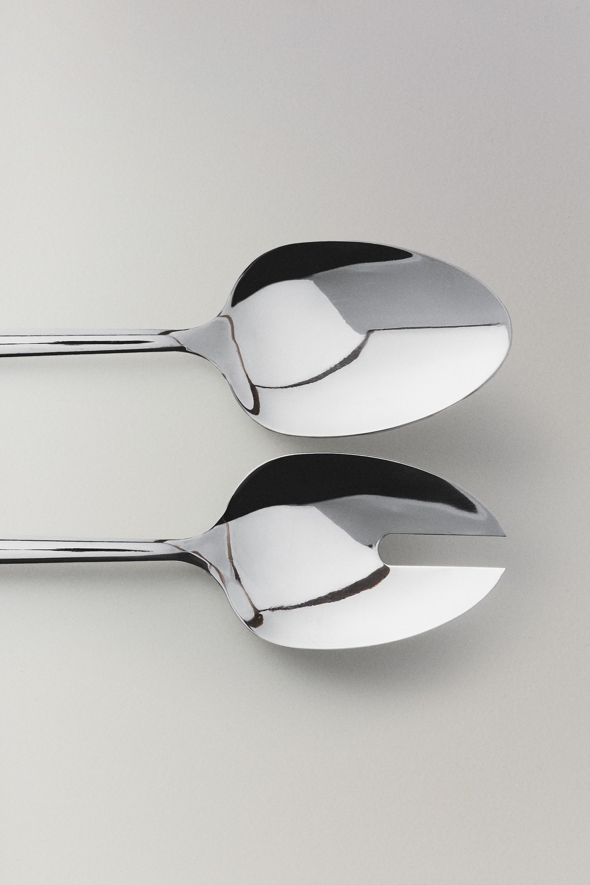 SHINY STEEL SALAD CUTLERY SET (SET OF 2)