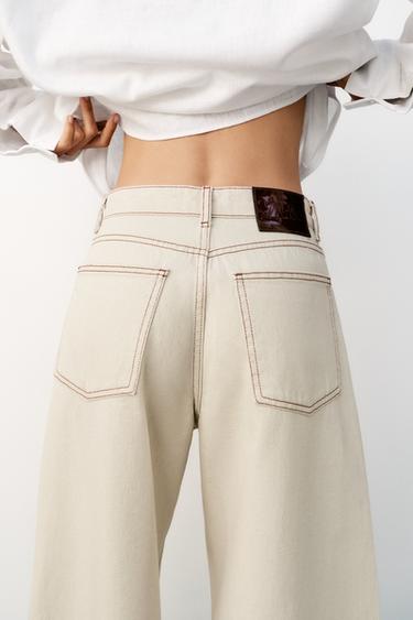 Z1975 MID-WAIST BARREL JEANS - Ecru by Zara - Image 4