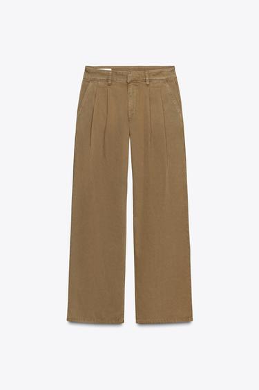 LOW-RISE CHINO TROUSERS - Brown by Zara