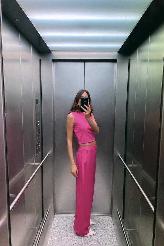Stylish Zara Pink High Waist Trousers