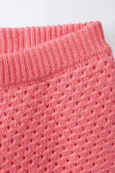 EMBROIDERED CROCHET KNIT BERMUDA SHORTS - Coral by Zara - Image 2